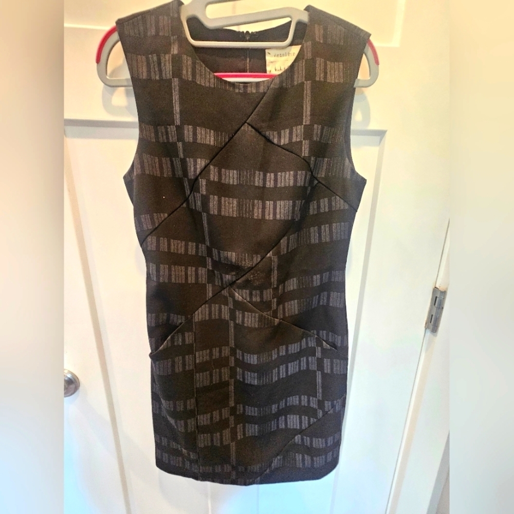 Nicole Miller Artelier Black Geometric Sheath Dress Women’s Size 2 Sleeveless Co